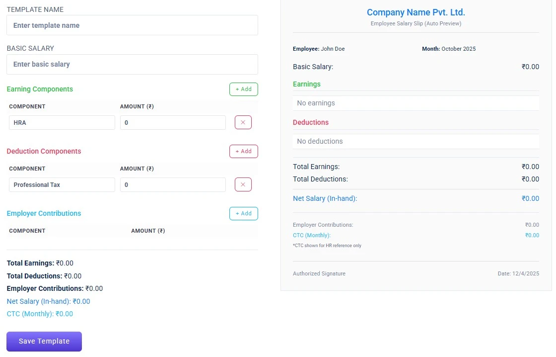 MRConnect MR Reporting App - Salary Template Creation